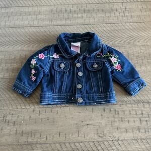 Nannette Jean Jacket Denim Embroidered Floral  3-6 Months